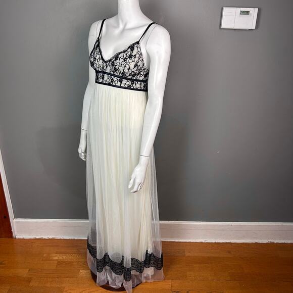 VTG Jessica McClintock slip maxi dress‎ small / 5 long fairy white lace pleated - Picture 4 of 15